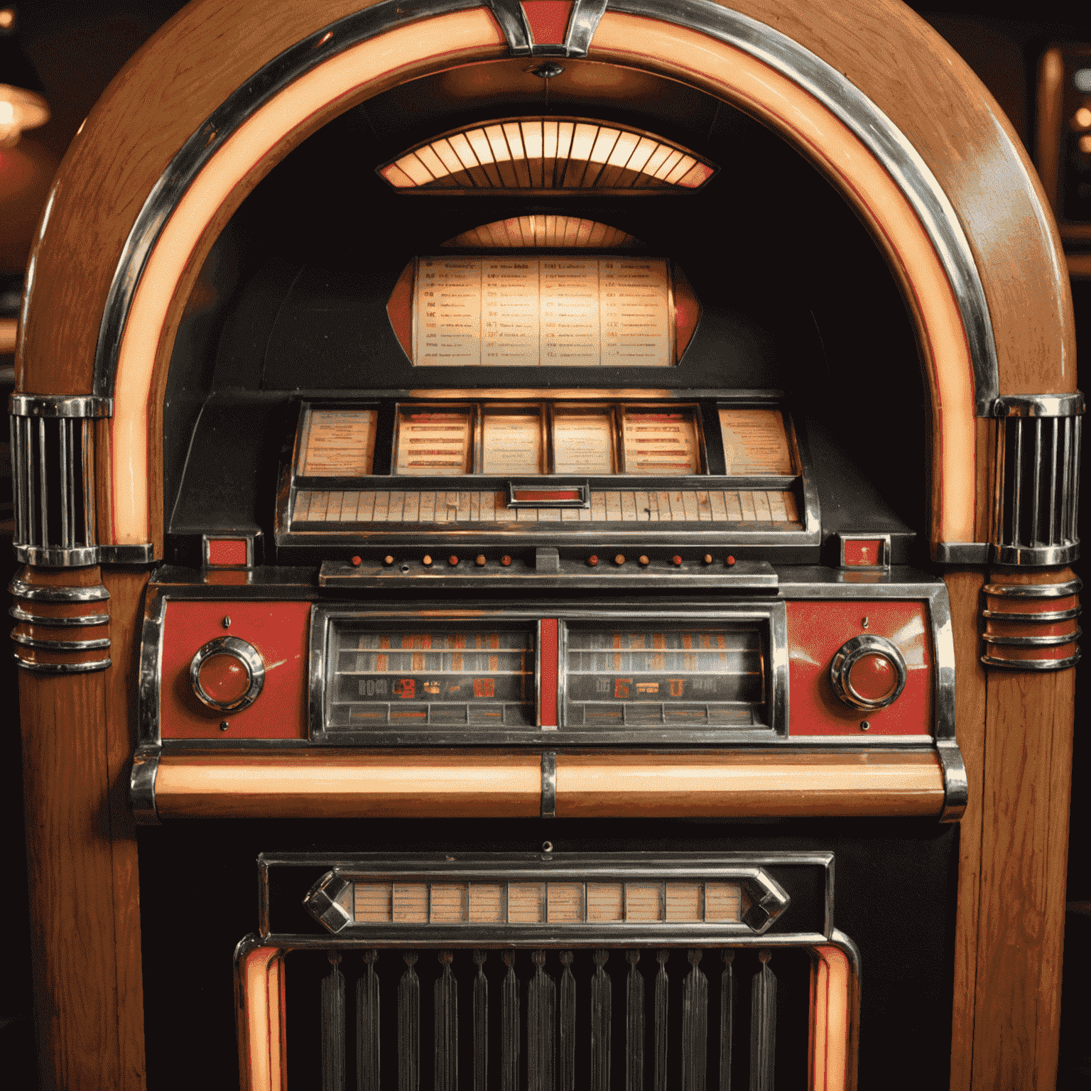 Close-up of a vintage jukebox playing classic American tunes